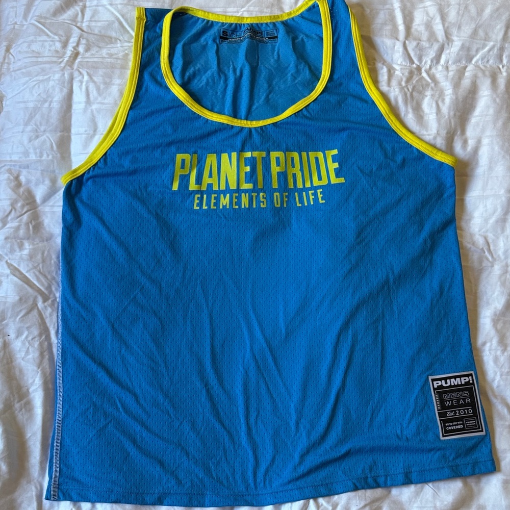 PLANET PRIDE NYC GAY PRIDE TANK 2024 
Blue and Yellow Tank Top